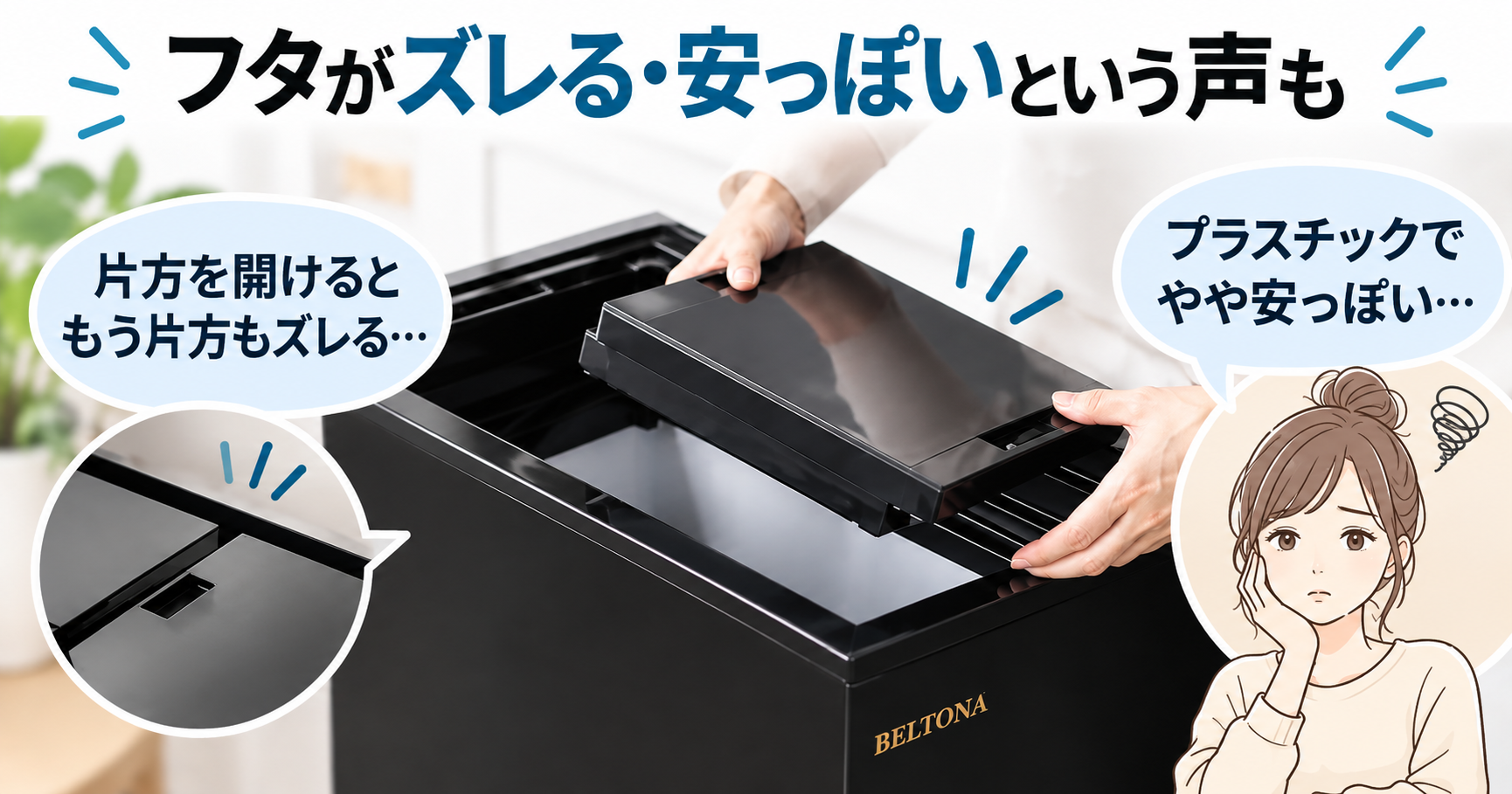 2枚のスライド蓋のズレ