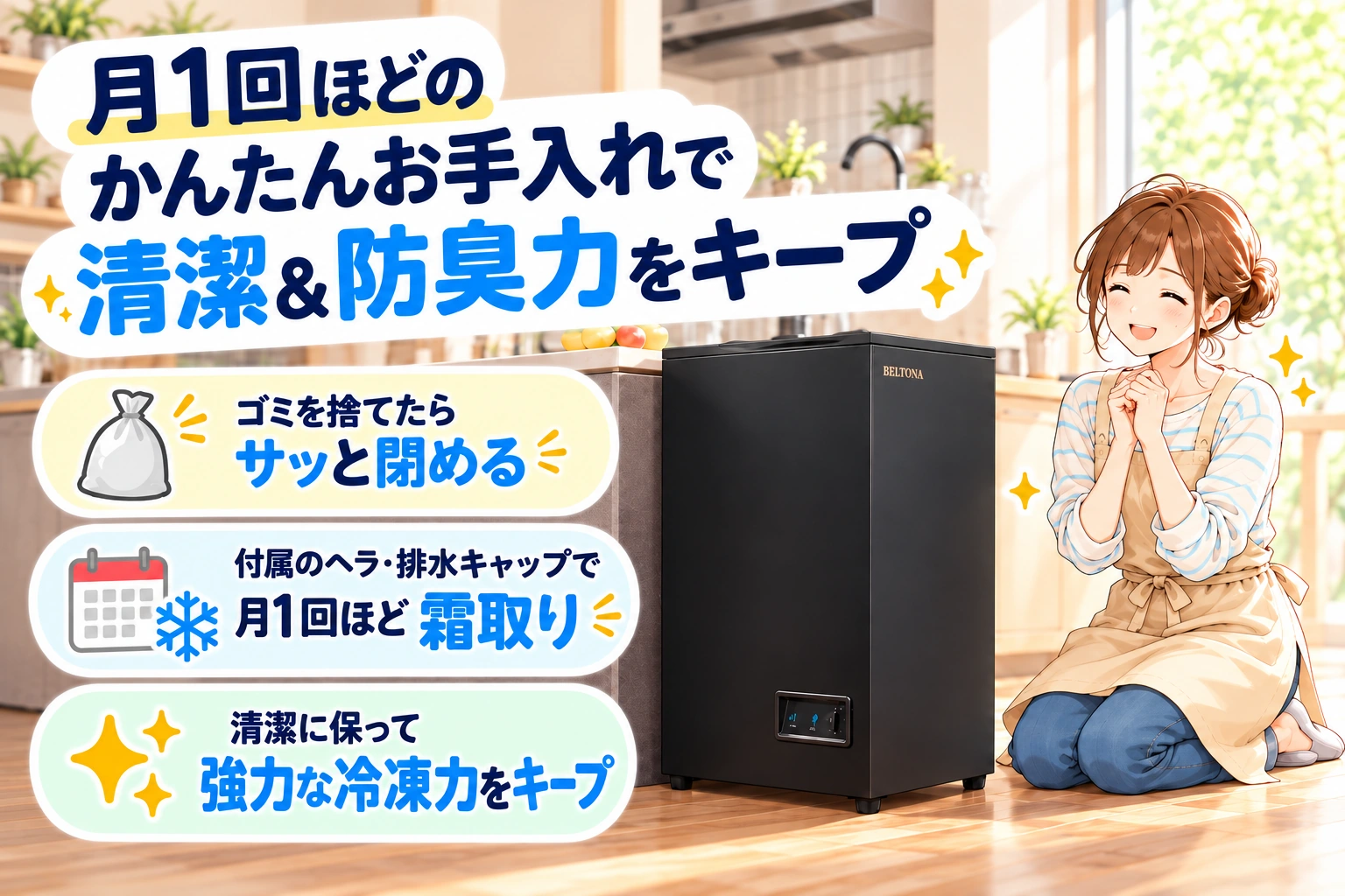 フタを閉める習慣と月1回ほどのお手入れでBELTONAを清潔に保つ