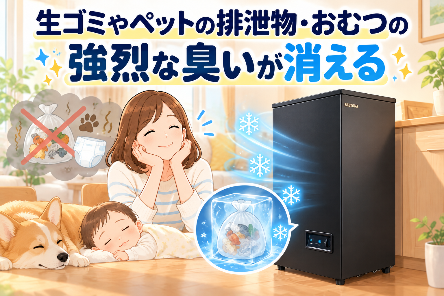 生ゴミやペットの排泄物・おむつの強烈な臭いが消える